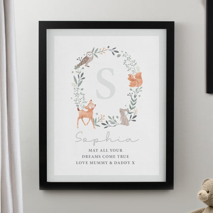 Personalised Initial Print in Frame - Woodland Animal