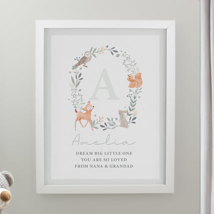Personalised Initial Print in Frame - Woodland Animal