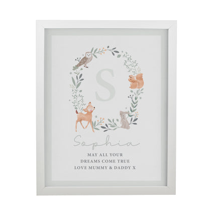 Personalised Initial Print in Frame - Woodland Animal
