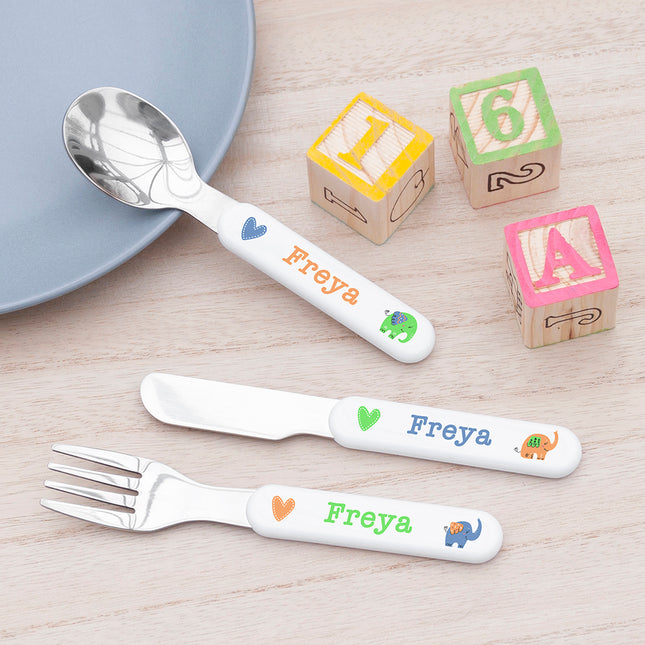 Personalised Elephant Cutlery Set