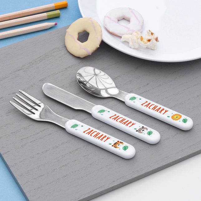 Personalised Jungle Cutlery Set
