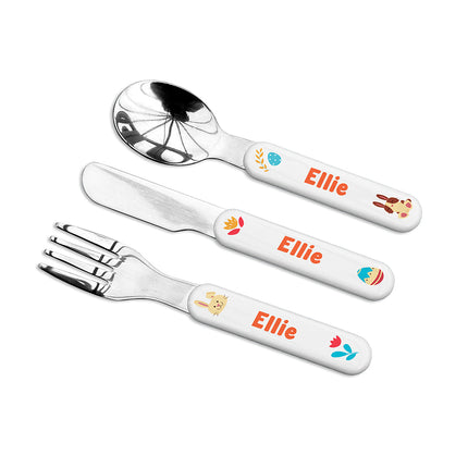 Personalised Spring Bunny Cutlery Set