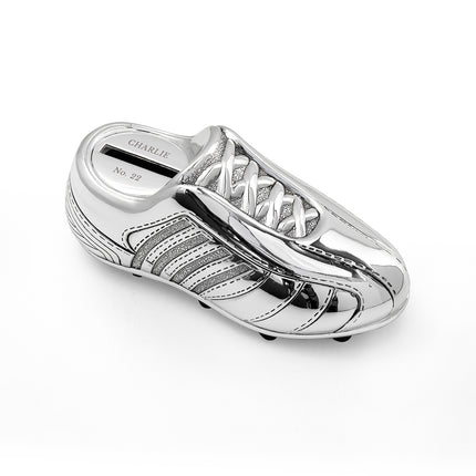 Football Boot Money Box - Silver Plated - Personalised