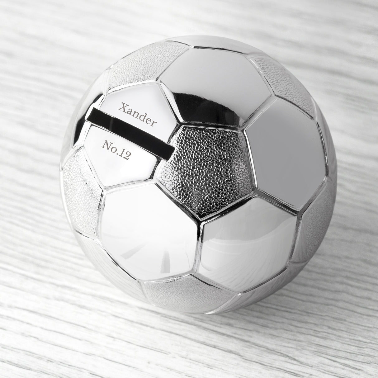 Football Money Box - Silver Plated - Personalised