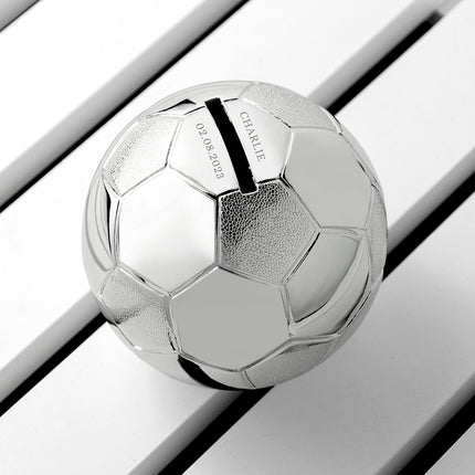 Football Money Box - Silver Plated - Personalised