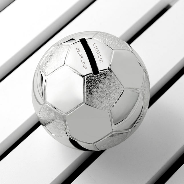 Football Money Box - Silver Plated - Personalised