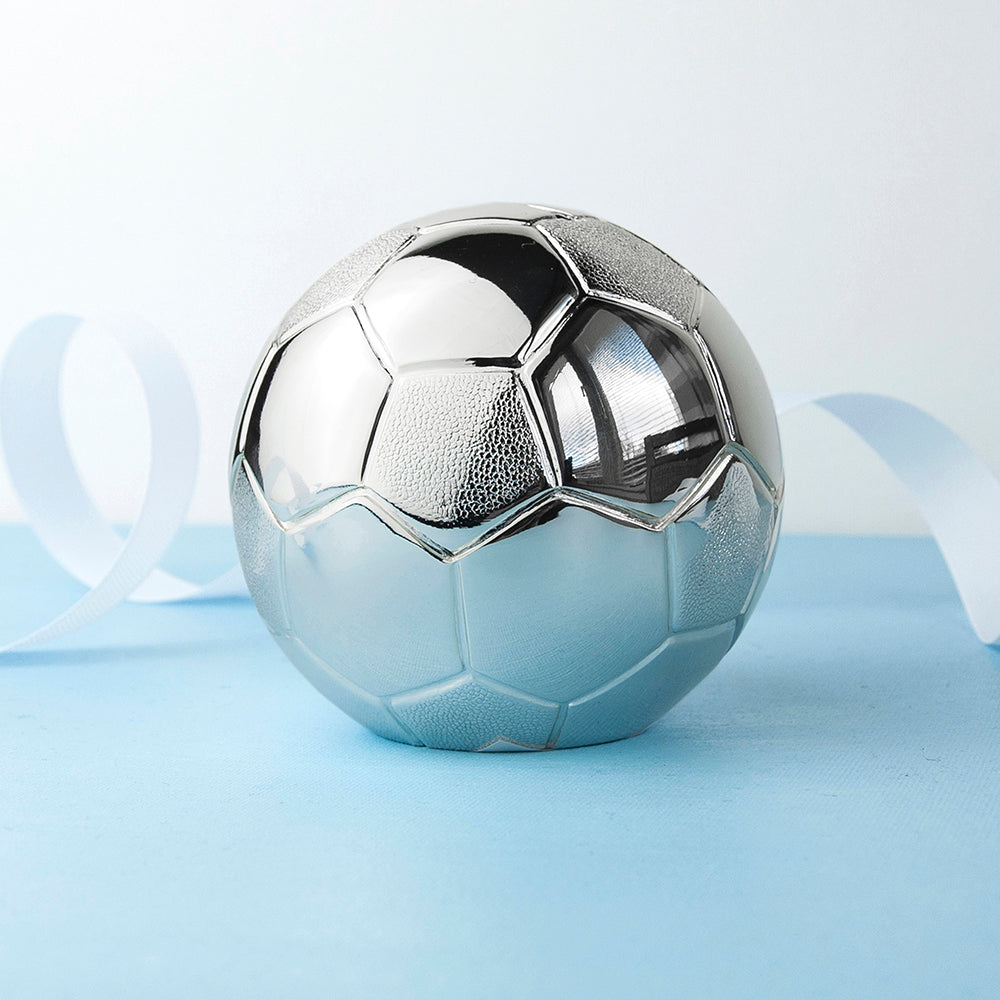 Football Money Box - Silver Plated - Personalised