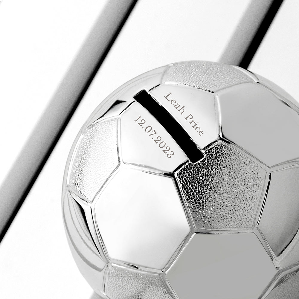 Football Money Box - Silver Plated - Personalised