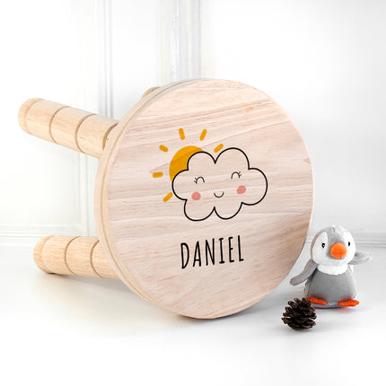 Smiling Cloud Wooden Stool - Personalised