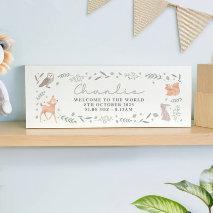 Personalised Wooden Naming Plaque - Woodland Animal