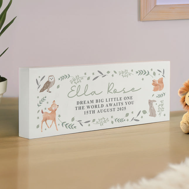 Personalised Wooden Naming Plaque - Woodland Animal