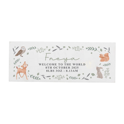 Personalised Wooden Naming Plaque - Woodland Animal
