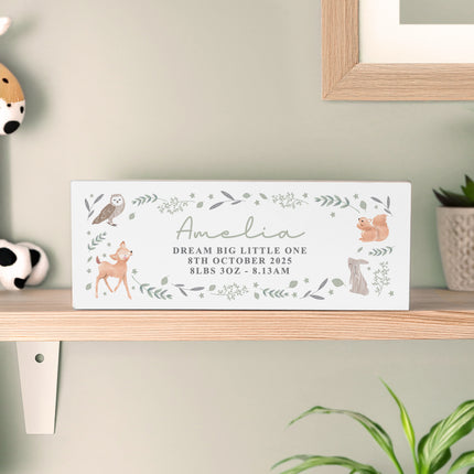 Personalised Wooden Naming Plaque - Woodland Animal