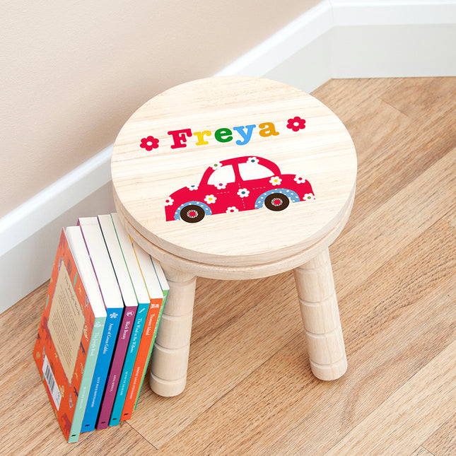 Cute Car Wooden Stool - Personalised