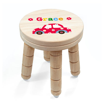 Cute Car Wooden Stool - Personalised