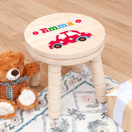Cute Car Wooden Stool - Personalised