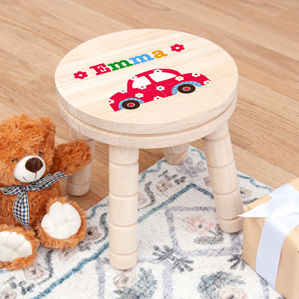 Cute Car Wooden Stool - Personalised