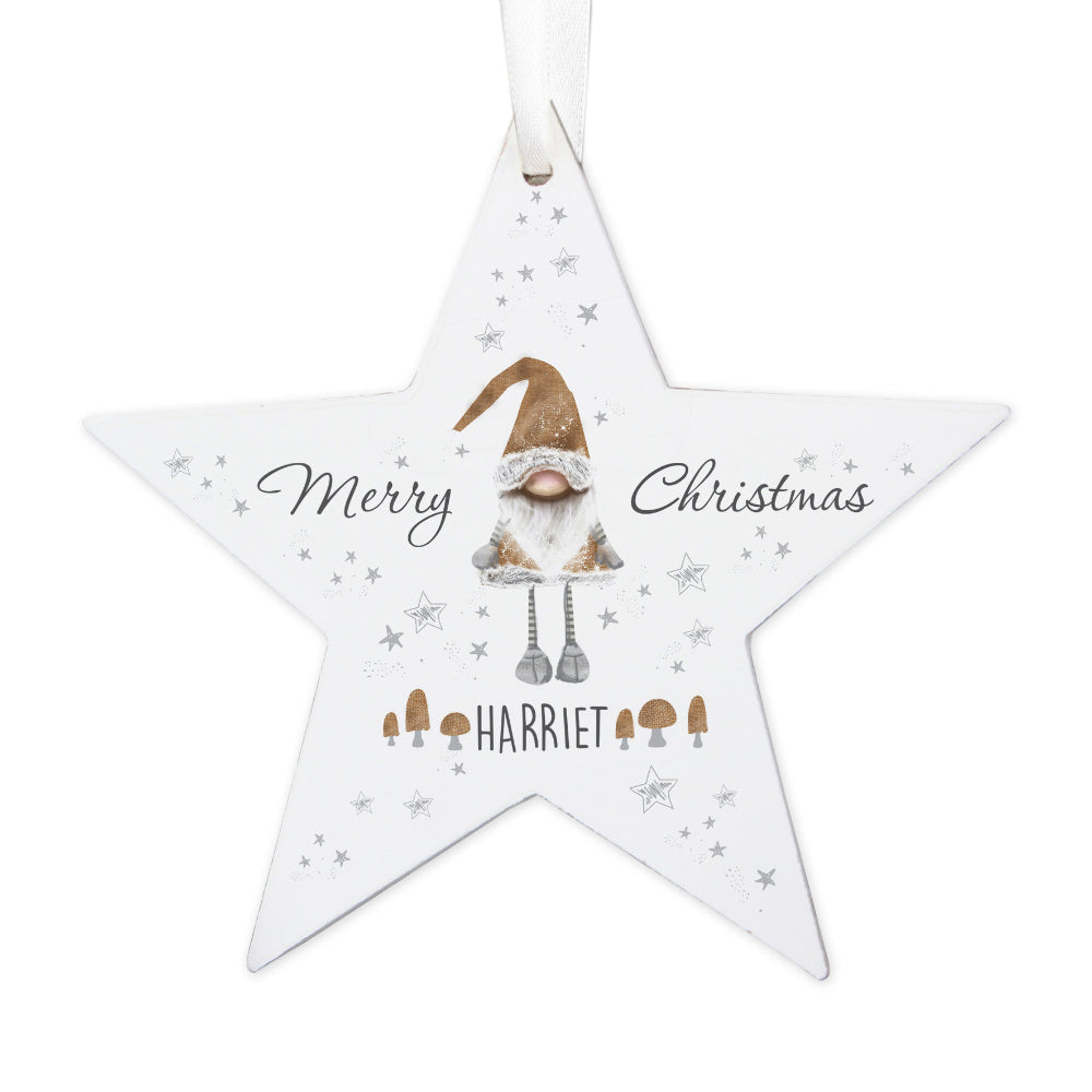 Personalised Gonk Wooden Star Decoration