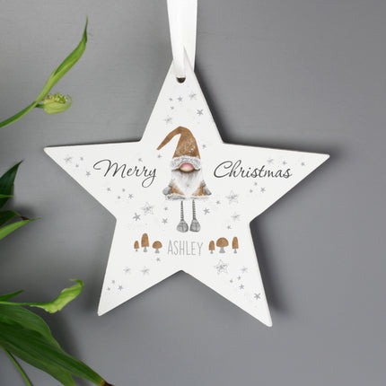 Personalised Gonk Wooden Star Decoration