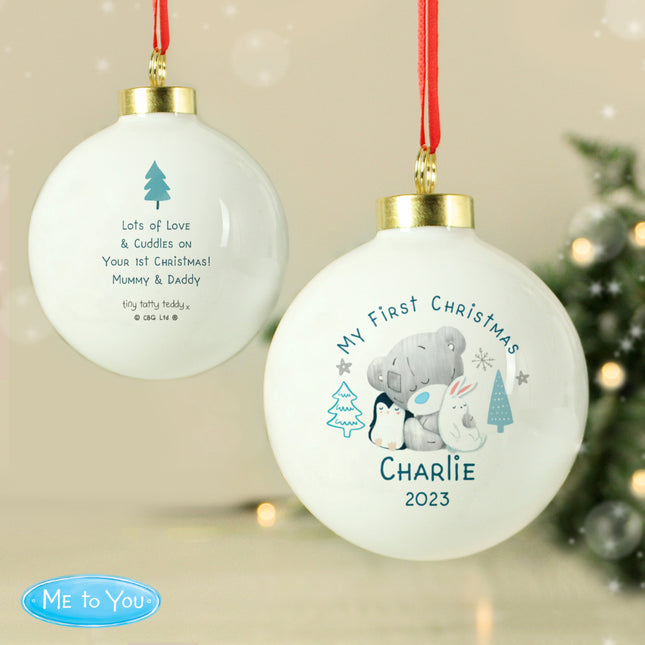 Tiny Tatty Teddy - Winter Explorer First Christmas Bauble - Personalised