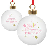 My 1st Christmas Bauble Pink & Glitter - Personalised