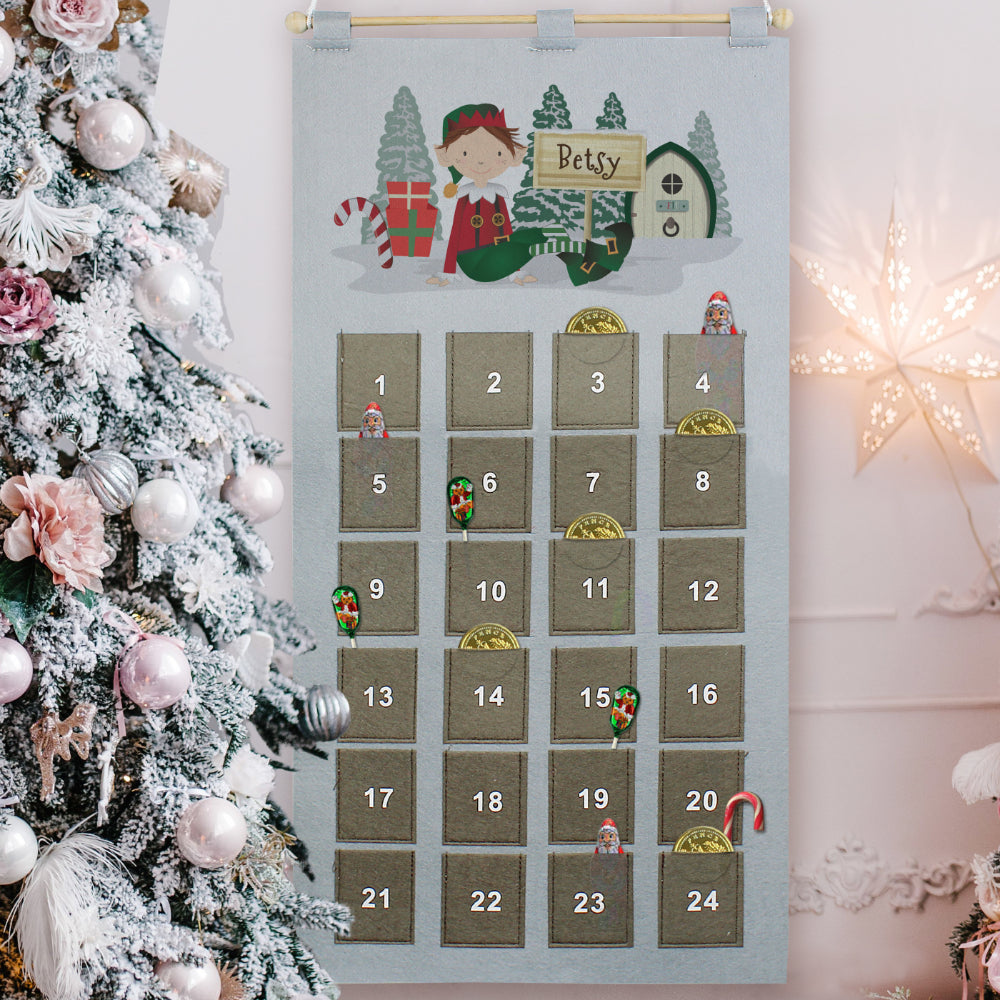 Elf Pocket Advent Calendar - Personalised