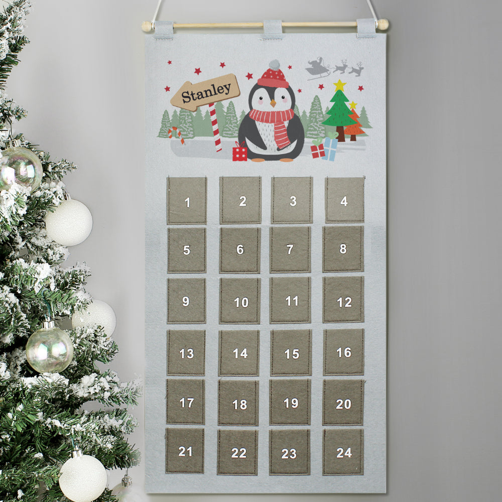 Penguin Pocket Felt Advent Calendar - Personalised