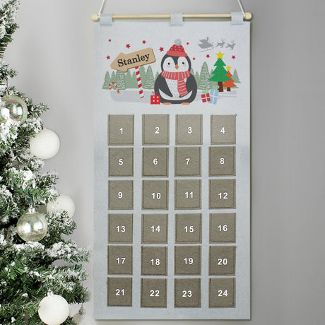 Penguin Pocket Felt Advent Calendar - Personalised