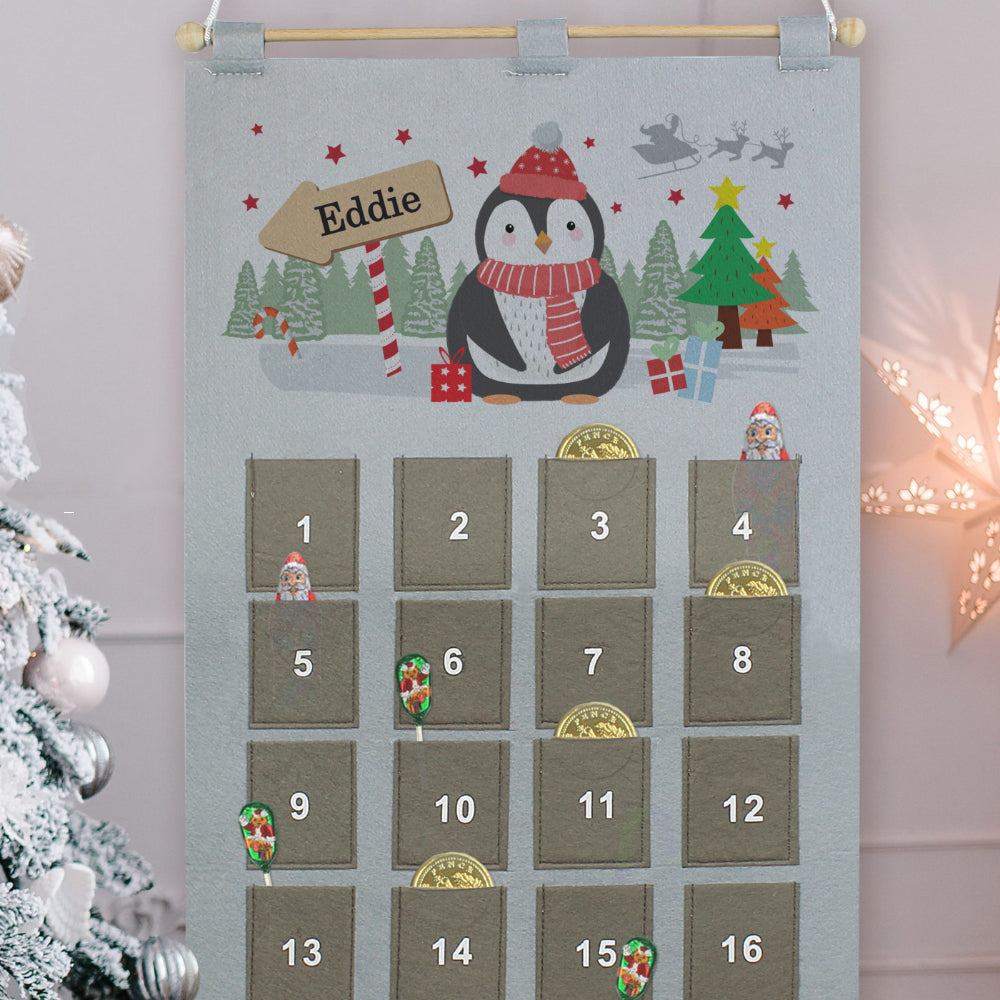 Penguin Pocket Felt Advent Calendar - Personalised