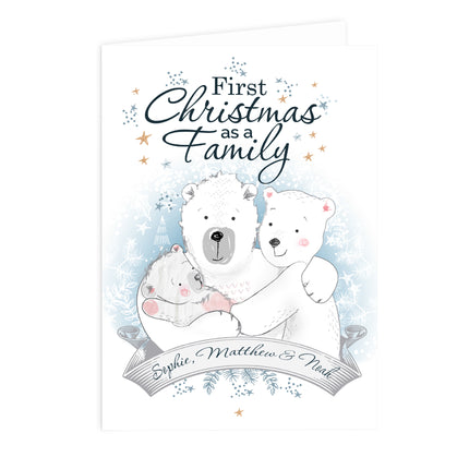 Polar Bear First Christmas as a Family Card - Personalised