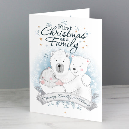 Polar Bear First Christmas as a Family Card - Personalised