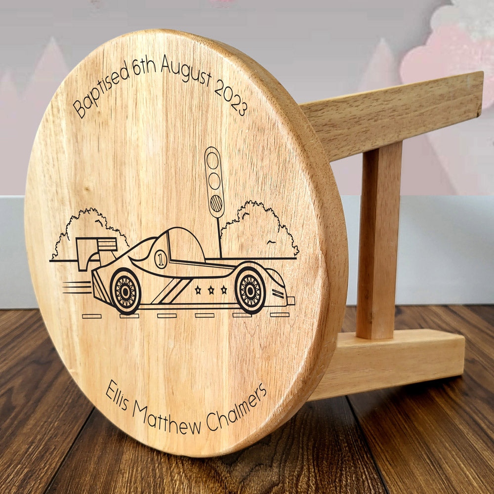 Racing Car Wooden Stool - Personalised