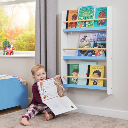 Rainbow Table & Chair Set + Bookshelf - White & Blue