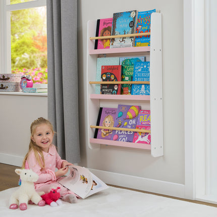 Rainbow Table & Chair Set + Bookshelf - White & Pink