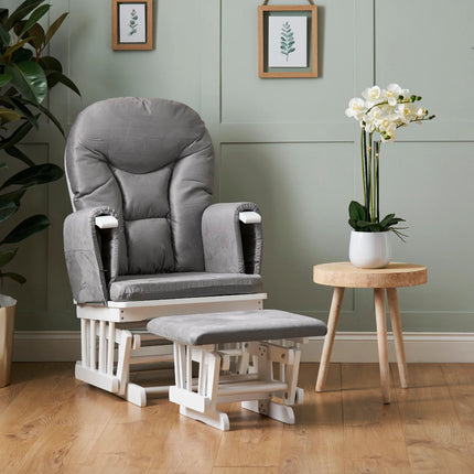 Reclining Glider Chair and Stool - Grey