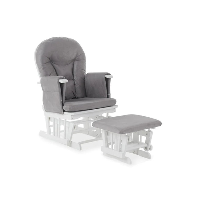 Reclining Glider Chair and Stool - Grey