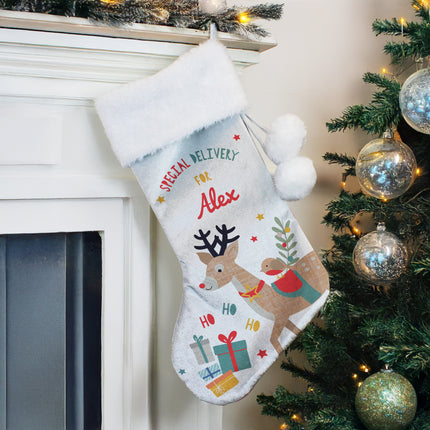 Reindeer Special Delivery Christmas Stocking - Personalised