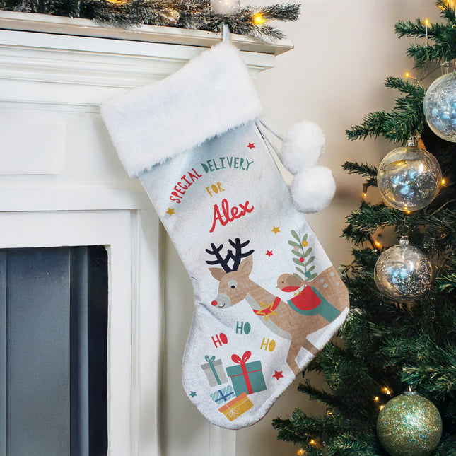 Reindeer Special Delivery Christmas Stocking - Personalised