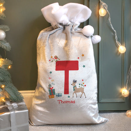 Reindeer Initial Christmas Sack - Personalised