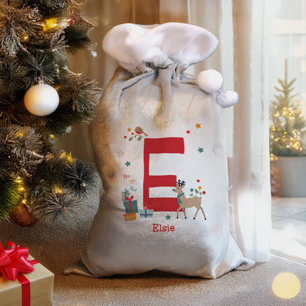 Reindeer Initial Christmas Sack - Personalised