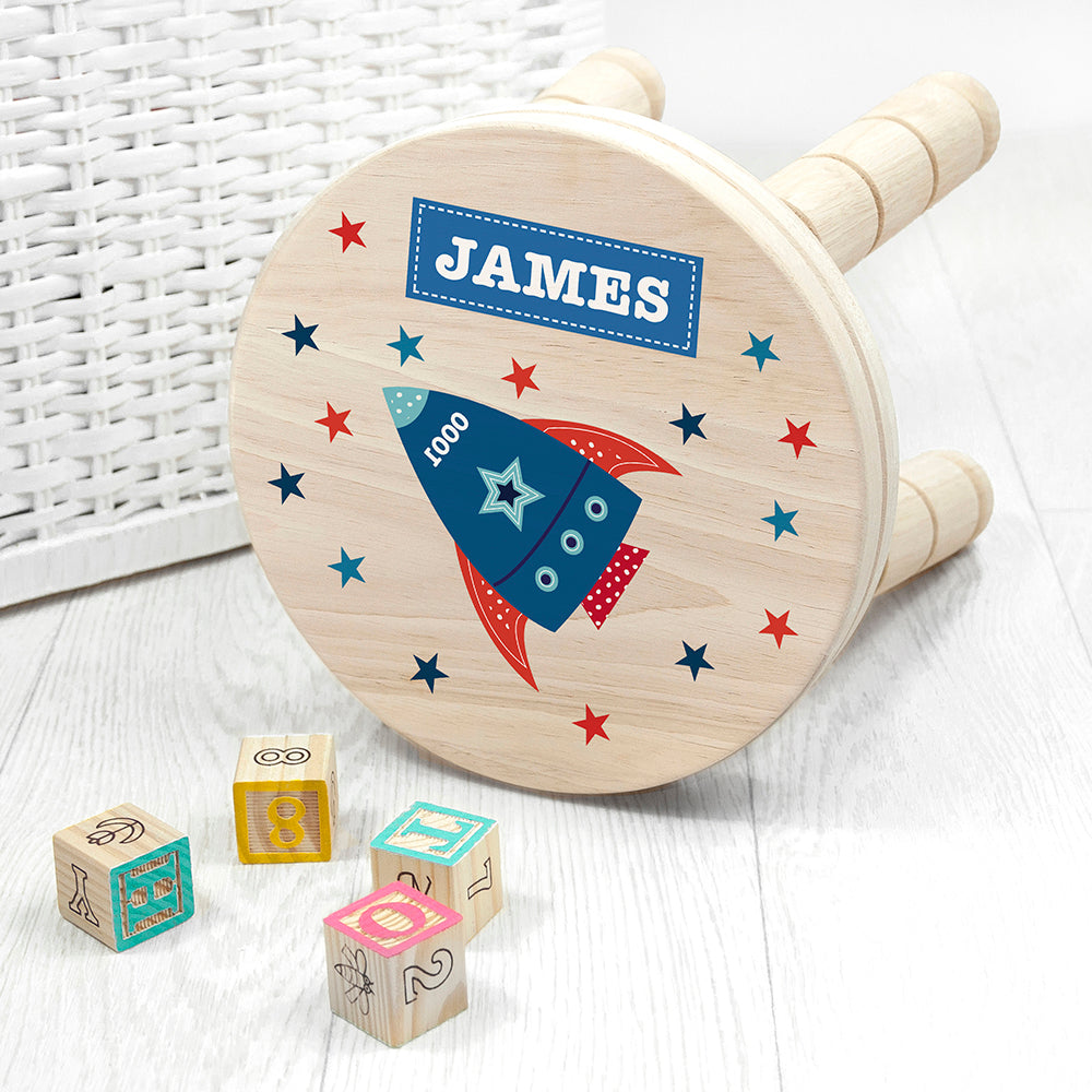 Rocket Wooden Stool - Personalised