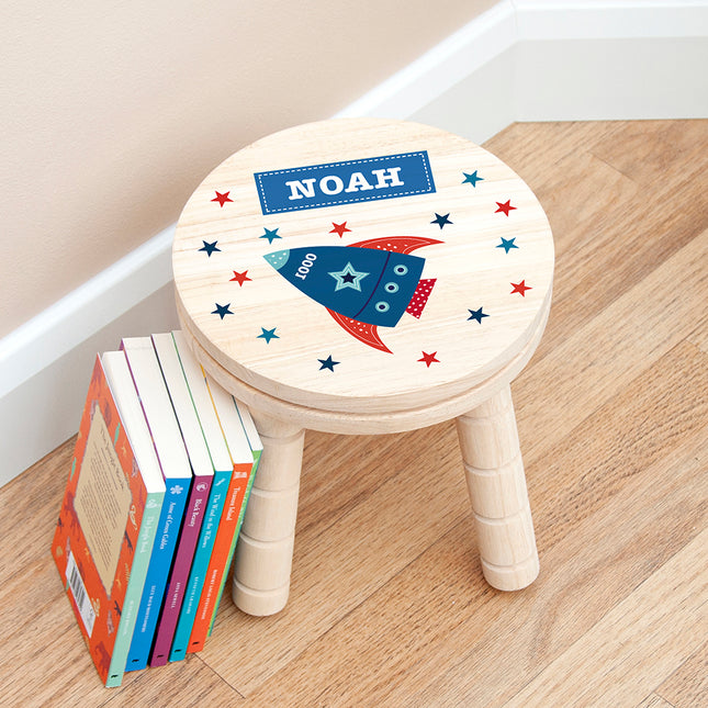 Rocket Wooden Stool - Personalised