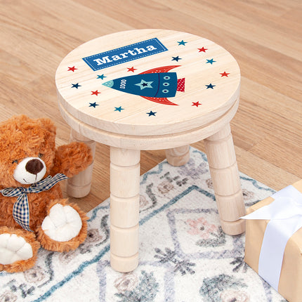 Rocket Wooden Stool - Personalised