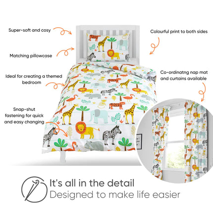 Safari Animals Duvet Set - Cot Bed | Toddler Bed