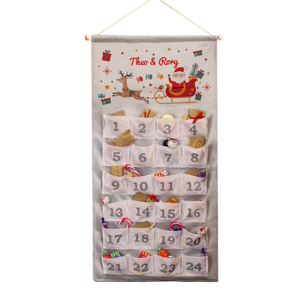 Santa Sleigh Pocket Advent Calendar - Personalised