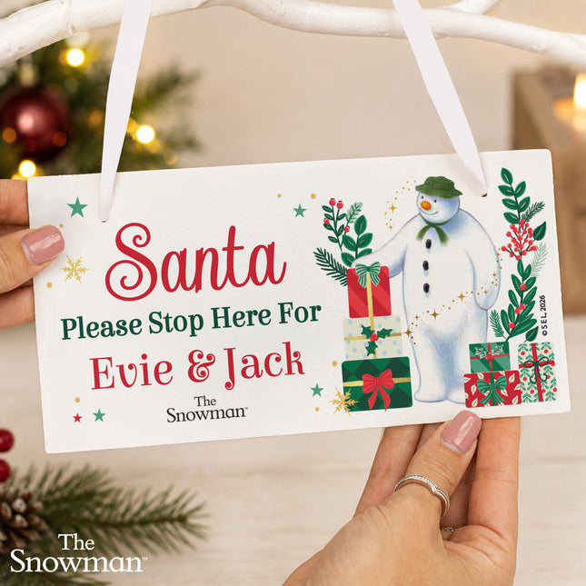 The Snowman Christmas Wishes Santa Stop Here Sign