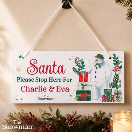 The Snowman Christmas Wishes Santa Stop Here Sign