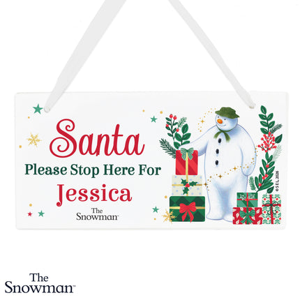 The Snowman Christmas Wishes Santa Stop Here Sign