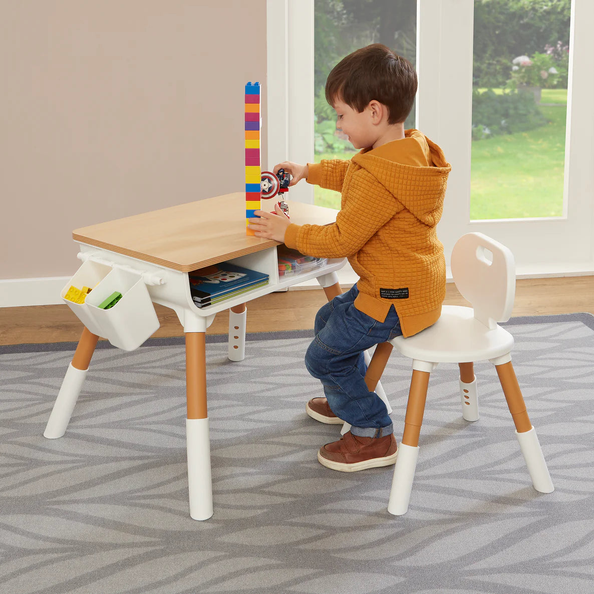 Scandi Height Adjustable Table and Chair Set