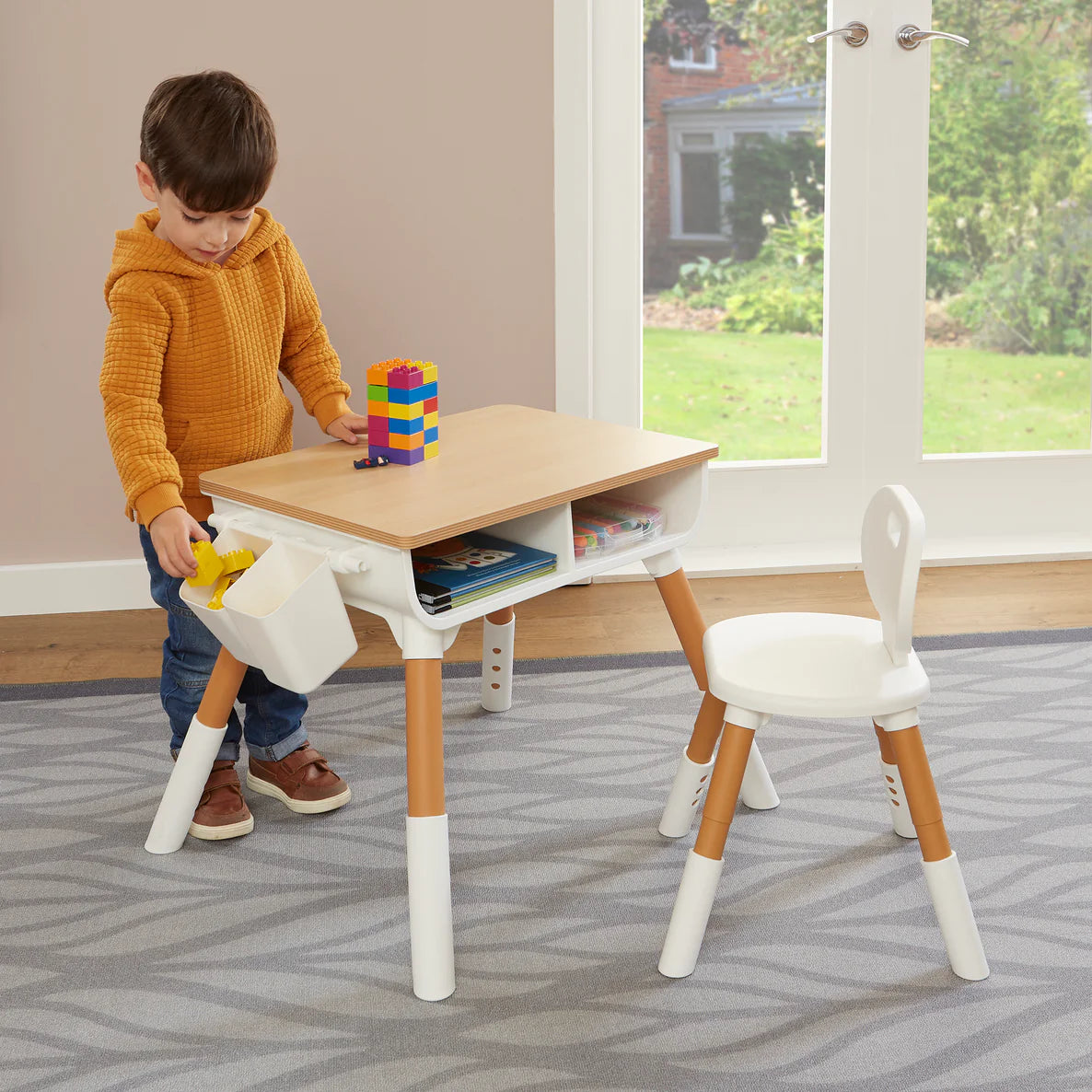 Scandi Height Adjustable Table and Chair Set